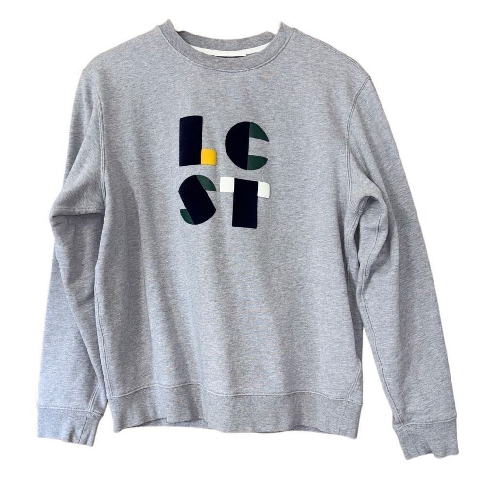 Lacoste Men's Long Sleeve Letter Block Graphic Sweatshirt gray Size M